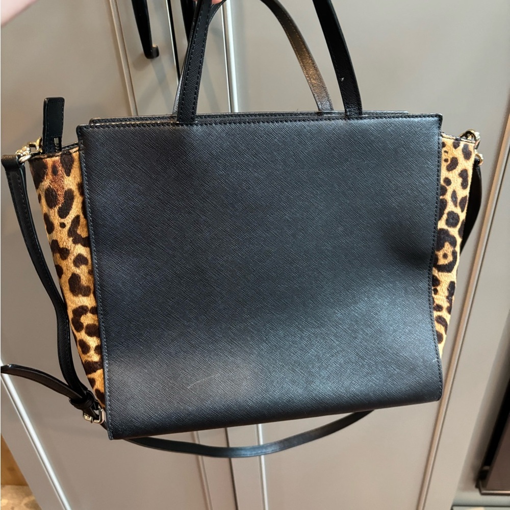 Kate Spade Black Leopard-Accent Cat Appliqué Tote with Dust Bag - Picture 4 of 15